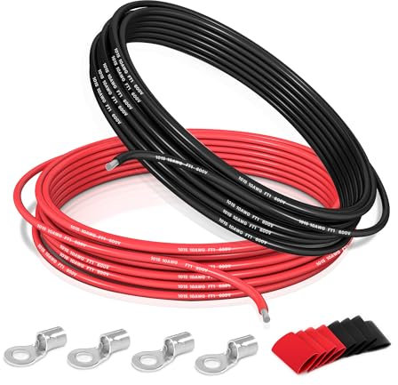 Câble électrique en PVC de 5,3mm² - 10 AWG Fil électrique de 6 m (3m noir et 3 m rouge) en cuivre étamé haute température pour panneaux solaires, appareils électroménagers, véhicules, etc.