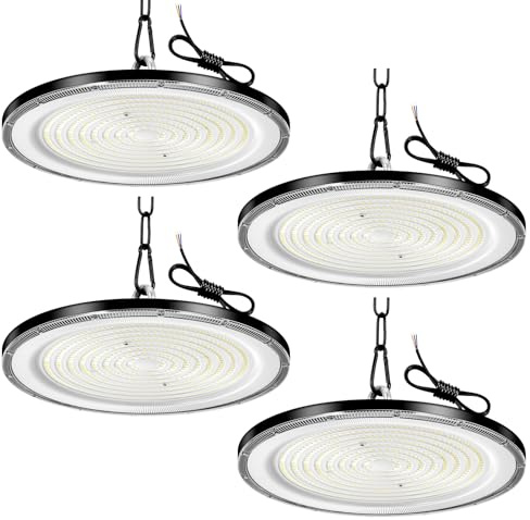 Sararoom 800W UFO Industrielampe Werkstattlampe, 80000LM Superhelle LED Werkstatt Deckenleuchte 6500K Kaltweiß Hallenstrahler IP65 Wasserdicht High Bay Litch,Strahler für Fabriken Garage Lagerhaus,4st