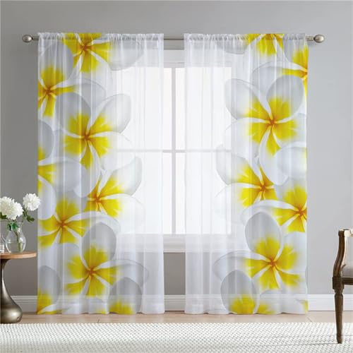 Surwin Gardinen mit Ösen, Blumenkunst 2er Set Drucken Vorhänge, Modern Transparent Vorhänge Wohnzimmer Polyester Gardinen Küche Fenster Wohnzimmer Schlafzimmer (Aubergine,W108xH245cm)