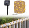 Guirlande Lumineuse Solaire de Jardin en Corde 500 cm, IP65 avec 100 LED pour Jardin Extérieur, Terrasse, Balcon, Décoration, Lampe Lumineuse en étoile en Sisal, Corde Lumière Blanche Chaude