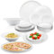 SÄNGER | Kombiservice New Port 24 tlg, Porzellan Geschirrset 6x Speiseteller 6x Dessertteller 6x Schalen 4x Pastateller 2x Pizzateller, Teller & Schalen Set spülmaschinen- mikrowellen- kratzfest Weiß