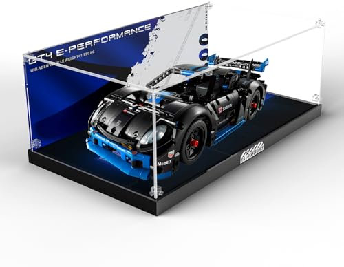 cooldac Acryl-Vitrine kompatibel mit Lego 42176 Porsche Gt4 e-Performance Rennwagen, Staubdichtes Transparentes HD Backdrop Display Case kompatibel mit Lego Technic 42176 Model(Nur Box, Kein Modell)