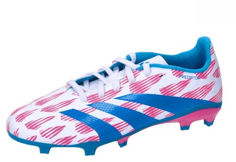 adidas Children's Football Shoes - Nocks Predator League FG Kids Day Spark White Blue Pink Zero 36