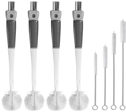 Cepillo Limpia Biberones, 4 Pcs Cepillo Limpia Botellas, Limpia Biberones Cepillo Multifuncional Cepillo para Limpiar con 4 Cepillos para Limpiar Paja, Limpia Botellas por el Dentro y el Exterior