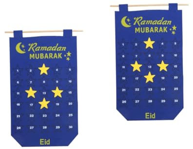 SEWACC 2stücke Ramadan Mubarak Countdown Kalender Aus Filz Dekorative Wanddekoration Für Eid-feiern Für Familie Stilvolle Ramadan-deko Für Zuhause
