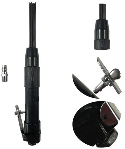 Air Pneumatic 12 Needle Scaler, Descaler for Air Chisel Paint Removing Deburring, Mini Removing Rust Slag Pistol Grip Tool 1/4 4000 RPM