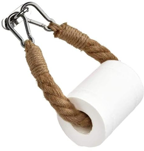 Oiieco Rope Toilet Roll Holder, Toilet Paper Holder,Dark Wood Toilet Roll Holder,Towel Holders for Bathrooms,Toilet Roll Holder and Towel Ring,Nautical Bathroom Accessories Rustic Kitchen Accessories