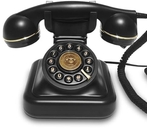 Yominerr Europäisches Retro-Hochzeits-Audio-Nachrichtenbuch, Geburtstagssegensnachricht, Dekorationstelefon, Sprach-Gästebuch, Telefon, Schwarz