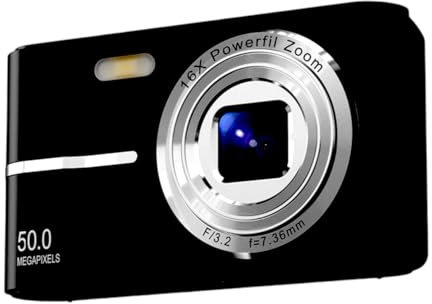 Y2K Camera 1080P Digital Camera Autofocus Vlogging Camera 50MP 16X Digital Zoom Anti-Shake Travel Selfie Camera (Black)