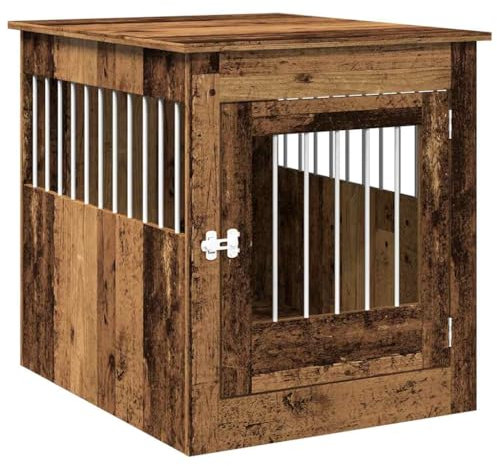 vidaXL Hundekäfig im Möbelstil Altholz-Optik 64,5x80x71 cm, Hundebox Möbel-Stil, Hundehaus Möbel Look, Hundehütte, Hundebox Möbel Look, Hundebox