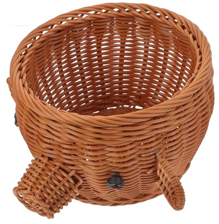 SEWOART Creative Elegant Brown Pig Head Shaped Fruit Basket Plastic with High Durability and Multifunctional Storage Tray and Serving Snacks for Kitchen Counter Organizing