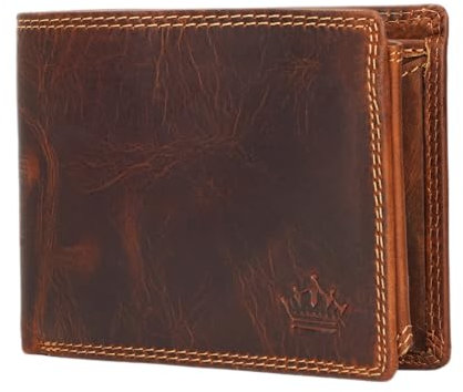 Manza Leder Geldbörse Herren mit RFID Schutz und Geheimfach I Echtleder Geldbeutel für Männer mit Geschenkbox I extra-stabile Doppelnaht I Querformat