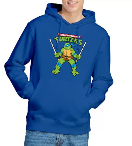 Teenage Mutant Ninja Turtles Tmnt Retro Leo Hoodie, Royal Blue, Medium