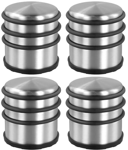 SINJEUN 4 Stück Türstopper Edelstahl, 7 x 8 cm Türstopper Metall mit Gummiring, 1,1kg Schwerer Bodentürstopper Tür Stopper Boden