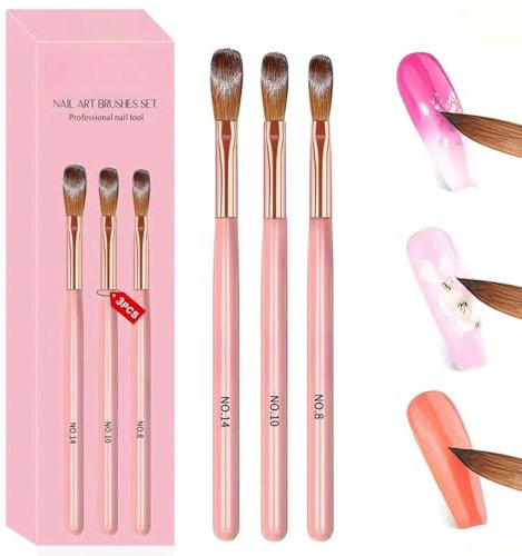 3-Piece Acrylic Nail Brush Set – Professional Nail Art Brushes for Gel, Acrylic Powder & French Manicure – Gift for Women
