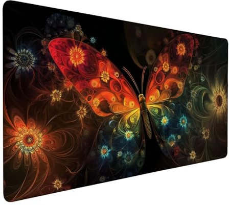 Mouse Pad Black Mouse Mat Flower Desk Mat, 900x400x3mm Large Mousepad, Waterproof & Durable Mousemat, Gaming Mouse Pad with Anti-Slip Rubber Base, Desk Accessories for Decor Woman/Men Gifts J1-960