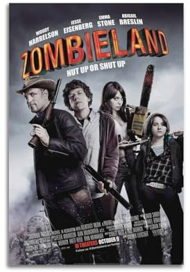 ASDJWAUEYWEH Zombieland-Poster, Leinwand-Dekor, Wandkunst, Poster, Vintage-Kunst, ästhetische Dekoration für Wohnzimmer, Schlafzimmer, 60 x 90 cm, ungerahmter Stil