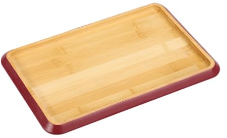KESPER | Servierbrett | Material: Bambus - FSC®-Zertifiziert | mit BIOFA-Öl | Maße: 30, 5 x 20 x 2 cm | Farbe: Braun mit beerefarbenem Rand | Serviertablett Holz | 58373