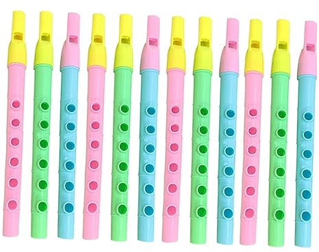 Toddmomy 12 Stück 6-loch Kleiner Sopranblockflöten für Kinder Musikflöte Plastikinstrument Spielzeug der Handkoordination