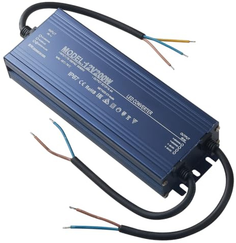 HCFEI LED Trafo 12V Transformator, Wasserdicht Netzteil Driver AC 230V Auf DC 12 Volt Treiber IP67, Konstantspannung Niedervolttrafo Für Streifen Strip G4 MR11 MR16 Birnen Spots (12V 200W)