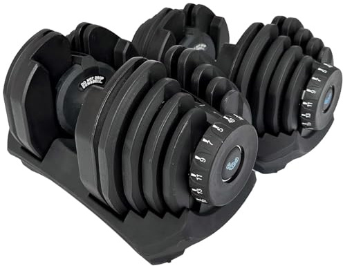 BRAINGAIN 40kg Adjustable Dumbbell Pair, 17 Weight Settings, Smart-Click Technology for Fast Weight Changes, Anti-Slip Grip, Adjustable Plates, Space-Saving Fitness Dumbbells for Home Training
