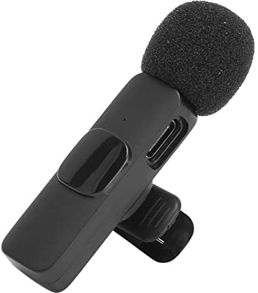 KIMISS Kabelloses 3,5-mm-Lavalier-Telefon mit Intelligenter Geräuschunterdrückung, Clamp/Holder-On-Mikrofon mit Automatischer Kopplung für Vlogging, Interviews und Live-Aufnahmen