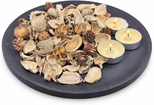Duftpotpourri Set Vanille | Raumduft Potpourri Deko Frühling inkl. 3 Teelichter