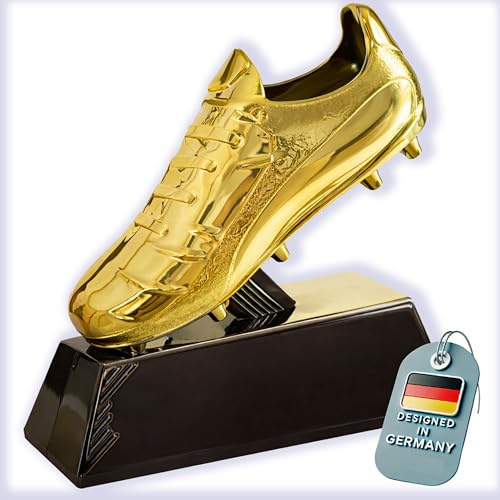 Larius Scarpetta da calcio dorata (13,5 cm, 212 g) – Trofeo da calcio con incisione opzionale – Coppa vincitore per tornei, MVP e portiere, S2