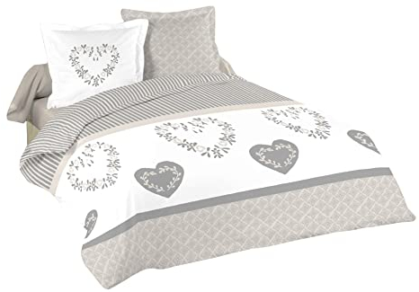 Stof Lovely CASA Housse de Couette, Coton, Gris, 240 x 220 cm