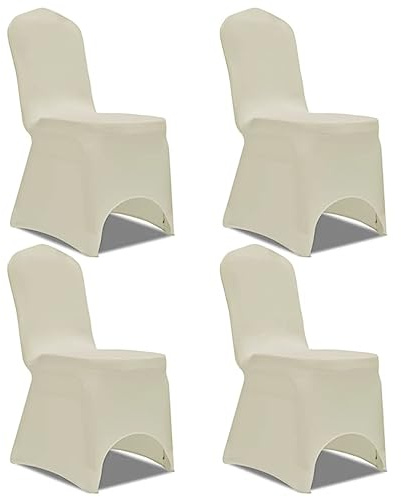 vidaXL Stretch Stuhlbezug 4 Stück Creme