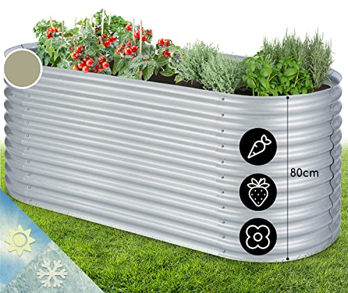 Blumfeldt Fioriera da Esterno, Orto Verticale Rialzato da Esterno per Balcone e Giardino, Mini Orto Rialzato per Piantine, Giardino Verticale da Esterno Impermeabile e Antiruggine, 1257L, 2m (Argento)