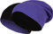 2 in 1 Wendemütze - Reversible Slouch Long Beanie Jersey Baumwolle elastisch Unisex Herren Damen Mütze Heather in 24 (8) (Black/Purple)