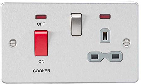Knightsbridge FPR8333NBCG Flat Plate Dp Switched Socket with Neon, Silver