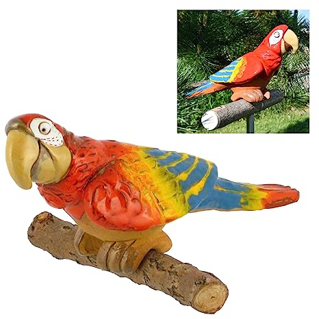 Midene Gartenstecker Keramik Handgefertigt - Gartendeko für Draußen Wetterfest - Garten Deko Keramik - Gartenfiguren & Gartenstatuen - Papagei