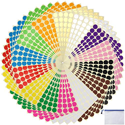 Runde Punktaufkleber,JANYUN 3920 Stück 17mm Bunte Selbstklebende Klebepunkte Aufkleber 14 Farben Kleine Farbkodierung Etiketten Markierungspunkte zum Beschriften