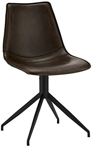 Isabel Esszimmerstühle 2er Set Braun – Drehstuhl, Kunstleder Dunkelbraun, Skandinavisches Design, Metallgestell Schwarz, Modern & Gepolstert