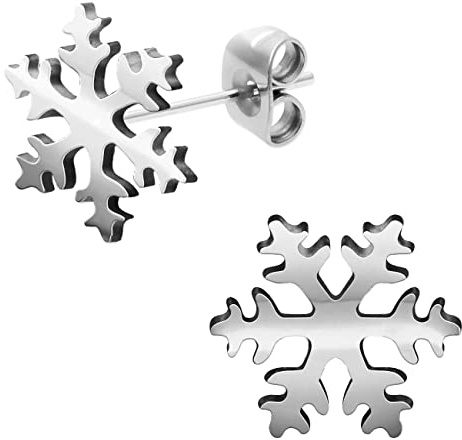 Soul-Cats 1 Paar Edelstahl Schneeflocken Ohrstecker Kristall Schnee Winter Ohrschmuck