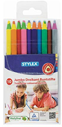 Stylex 26009 Buntstifte, 10 Stück, Blau, Braun, Grün, Grau, Hellblau, Orange, Rosa, Rot, Gelb – Buntstifte (10 Stück)