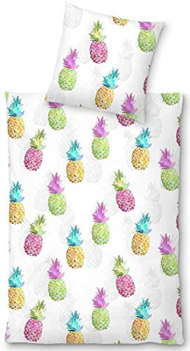 LIVING DREAMS Mako-Satin Bettwäsche Citrus Park bunt 1 Bettbezug 155 x 220 cm + 1 Kissenbezug 80 x 80 cm