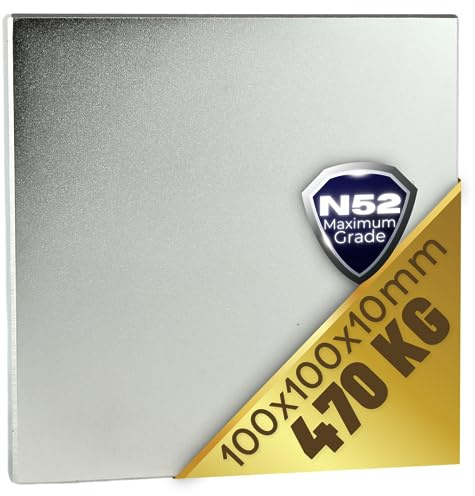 Neodym Magnet N52 470 Kg - 100mm Neodym Magnete Extra Stark - Powermagnet Groß Magnetquader Große Quader - 100x100x10 mm Power Block Platte