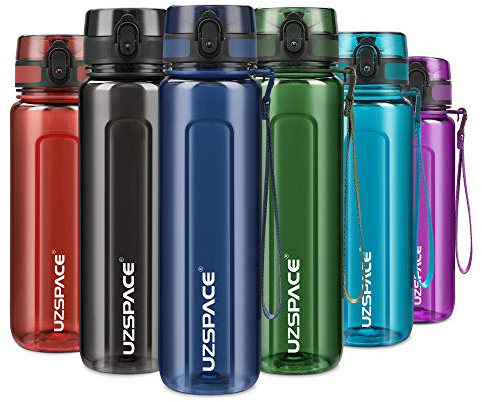 UZSPACE Trinkflasche 500ml / 750ml / 1000ml, Trinkflasche Kinder Auslaufsicher, BPA-frei & Tritan Wasserflasche für fahrrad, fitness,Outdoor