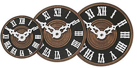 SELVA Zifferblatt für Kuckucksuhren – aufgelegte Römische Zahlen – Außenmaß-Ø: 60-110 mm – Material: Gedrehtes, gebeiztes Holz (90)