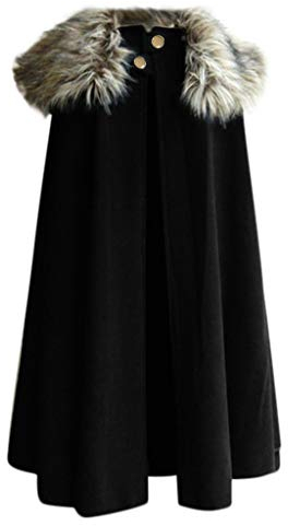Herren Winterjacke Gothic Umhang Vintage Wolle Cape Coat Pelzkragen Oversize Mäntel, Männer Outwear Retro Festlich Cosplay Uniform Kostüm Party Große Größen Parka Mens Overcoat S-XXXL 3XL