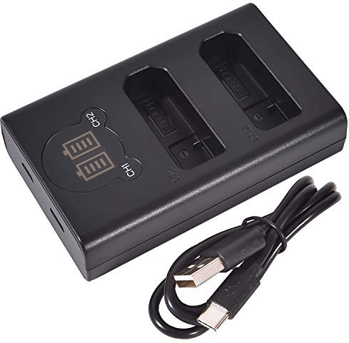DSTE Double chargeur USB avec écran LCD pour EN-EL14 et Nikon D3300, D3400, D5300, D5500, D5600, D3200, D5200, D5100, D3100, D3S Df, Nikon Coolpix P7000, P7100, P7700, P7800, Nikon Batterie Grip BG-2G