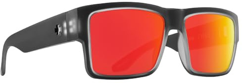 Spy Optic Cyrus, Square Sunglasses, Color and Contrast Enhancing Lenses, Matte Black Ice - Happy Gray Green With Red Spectra Mirror Polarize Lenses