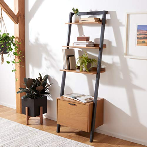 SAFAVIEH Home Collection Lavina Natural and Charcoal 3-Shelf Etagere