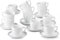 MALACASA, Serie Esmer, 24 teiligen Set Opalglas porzellanartiges Kaffeeservice Kaffeetasse Teeservice, 240ml Tassen mit 5,5 Zoll Untertassen je 12 Stück für 12 Personen Weiß
