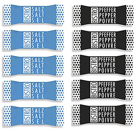 BISTROSALZ 1000 Sticks x 0,1 Salz jodiert + BISTROPFEFFER 1000 Sticks x 0,2g Pfeffer schwarz | Kombipack