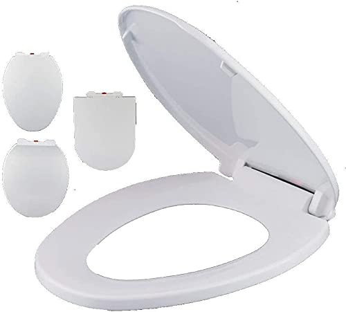 Klobrille Wc Sitz WC-Sitz mit Absenkautomatik Weiß Silent, langsam und dick, extrem strapazierfähiger WC-Abdeckung für O/V-förmige Toiletten llxyzrzbhd708(Size:39.1~41.6 * 36.3cm)