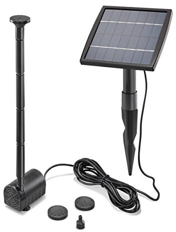 esotec Teichpumpe Wasserspiel Solar-Springbrunnen Kit 1,5/140 pro, Komplettset Sprinklerpumpe, Solarmodul 1,5W, Solarbrunnen für Gartenteich Springbrunnenpumpe, Direktbetrieb 0,8m 140l/h 101905